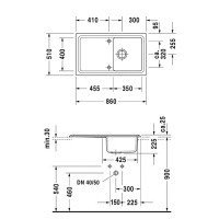 Duravit Cassia 7513860000 Мойка для кухни 86*51 см (белый)