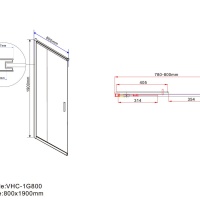 Vincea Garda VSS-1G8010CLGM Душевой уголок 1000*800*1900 мм (профиль вороненая сталь | витраж прозрачное стекло)