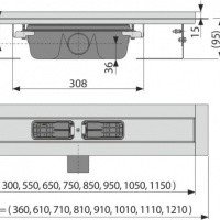 AlcaPlast Professional APZ6-1050 SMART Душевой трап 1050 мм - для цельной решётки и для основы под кладку плитки