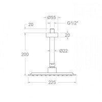 Ramon Soler BVRPK225NM Верхний душ 225*225 мм - с потолочным кронштейном (чёрный матовый)