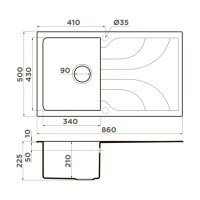 OMOIKIRI Yasugata 4993874 Мойка для кухни с крылом 86*50 см (эверест)