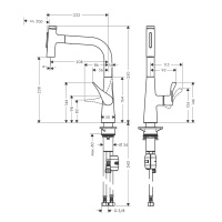 Hansgrohe Metris Select M71 73822800 Высокий смеситель для кухни с вытяжным изливом (нержавеющая сталь шлифованная)