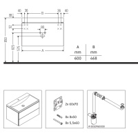 Duravit Vitrium VT6950OHDHD0000 Тумба с раковиной подвесная 60*48 см (светло-серый матовый)