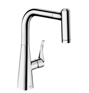 Hansgrohe Metris M71 73823000 Высокий смеситель для кухни с вытяжным изливом (хром)