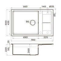 OMOIKIRI Sumi 4993720 Мойка для кухни с крылом 78*50 см (ваниль)