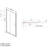 Vincea Garda VDS-1G105CH Душевая дверь 1050*1900 мм (профиль хром | витраж стекло "шиншилла")