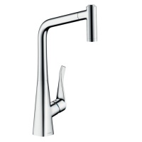 Hansgrohe Metris M71 73824000 Высокий смеситель для кухни с вытяжным изливом (хром)