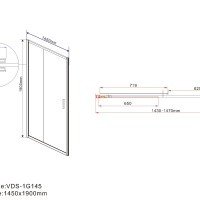 Vincea Garda VDS-1G145CL Душевая дверь 1450*1900 мм (профиль хром | витраж прозрачное стекло)