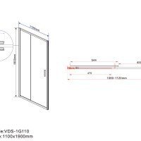 Vincea Garda VDS-1G110CH Душевая дверь 1100*1900 мм (профиль хром | витраж стекло "шиншилла")