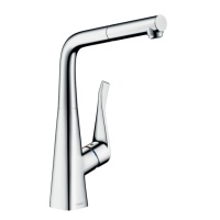 Hansgrohe Metris M71 73828000 Высокий смеситель для кухни с вытяжным изливом (хром)