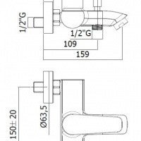 Paffoni Lime LM022CR Смеситель для ванны (хром)