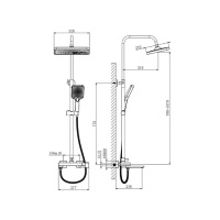 BELZ B672-3 B24672-3 Душевая система | комплект со смесителем с функцией наполнения ванны (вороненая сталь)