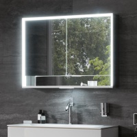 Keuco Royal Lumos 14302171301 Зеркальный шкаф с подсветкой 80*74 см (алюминий | белый)