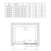 Vincea Alpha VDS-3AL110CLG Душевая дверь 1100*1900 мм (профиль золото шлифованное | витраж прозрачное стекло)