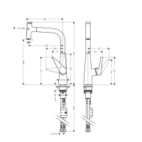 Hansgrohe Talis Select M51 72821800 Высокий смеситель для кухни с вытяжным изливом (нержавеющая сталь шлифованная)