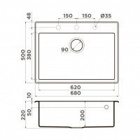 OMOIKIRI Tedori 68-DC 4993968 Мойка для кухни 68*50 см (шоколад)