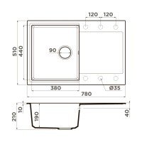 OMOIKIRI Daisen 4993693 Мойка для кухни с крылом 78*51 см (бежевый)