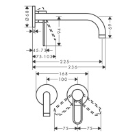 Axor Uno 38815330 Смеситель для кухни настенный (полированный черный хром)