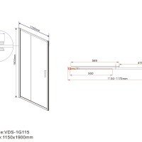 Vincea Garda VDS-1G115CLB Душевая дверь 1150*1900 мм (профиль черный матовый | витраж прозрачное стекло)