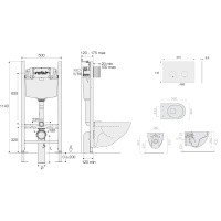 Galassia Dream (KIT VSCR 7317GM Slim P4) Система инсталляции в комплекте с унитазом и клавишей смыва (серый | клавиша хром)