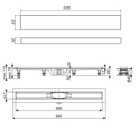 TIMO Super Plast SP10600-SG10600 Душевой лоток 600 мм - готовый комплект для монтажа с декоративной решёткой SG10 (нержавеющая сталь сатин)