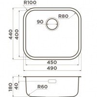 OMOIKIRI Omi 4993073 Мойка для кухни 49*44 см (вороненая сталь)