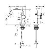 Hansgrohe Tecturis S CoolStart EcoSmart+ 73323140 Смеситель для раковины (бронза шлифованная)