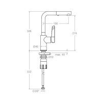 Ramon Soler KITCHEN 381901H1MC Высокий смеситель для кухни с вытяжным изливом (хром)