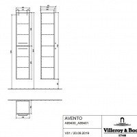 Villeroy Boch Avento A89400B4 Шкаф пенал для ванной комнаты, петли слева (белое стекло).