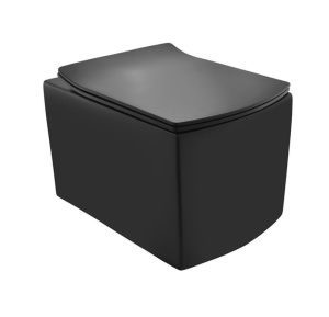 Jaquar Kubix KUS-BLM-35953BIUFSM Унитаз подвесной, безободковый | комплект с сиденьем Soft Close (чёрный матовый)