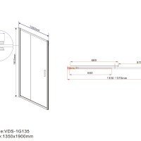Vincea Garda VDS-1G135CLB Душевая дверь 1350*1900 мм (профиль черный матовый | витраж прозрачное стекло)