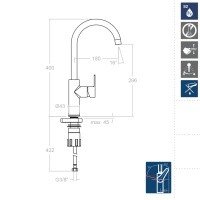 Ramon Soler RS-Q 930602 Высокий смеситель для кухни (хром)