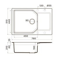 OMOIKIRI Yonaka 4993340 Мойка для кухни с крылом 78*51 см (темный шоколад)