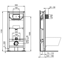 Ideal Standard Tesi T3868V3 Система инсталляции в комплекте с подвесным унитазом (чёрный матовый)