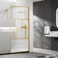 Vincea Walk-In HC Art VSW-1HC900CFBG Душевая перегородка 900*2000 мм (профиль золото шлифованное | витраж рифленое стекло)