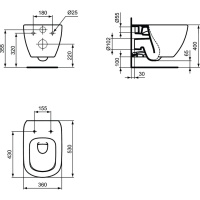 Ideal Standard Tesi T3868V3/123AC Система инсталляции в комплекте с подвесным унитазом (чёрный матовый | клавиша белая)