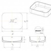 Bravat Source C22250W-ENG Раковина накладная 506*395 мм (Белый глянцевый)