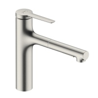 Hansgrohe Zesis M33 74801800 Смеситель для кухни с вытяжным изливом (нержавеющая сталь шлифованная)