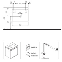 Duravit Vitrium c-bonded VT4088N2222000G Тумба с раковиной подвесная 45*35 см - петли слева (белый глянцевый)