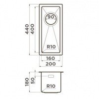 OMOIKIRI TAKI 4973105 Мойка для кухни дополнительная 20*44 см (вороненая сталь)