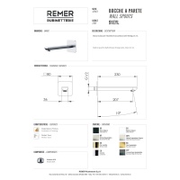 Remer Energy 91EYL Излив для наполнения ванны 207 мм (хром)