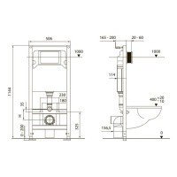 TECE Base K440407 - Система инсталляции для подвесного унитаза | 4 в 1, в комплекте с клавишей смыва (черный матовый)