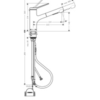 Hansgrohe Zesis M33 74803670 Смеситель для кухни с вытяжным изливом (чёрный матовый)