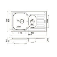 OMOIKIRI KASHIOGAWA 86-2 IN 4993454 Мойка для кухни 86*50 см (нержавеющая сталь)