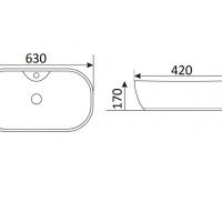 CeramaLux N 9163 Раковина накладная на столешницу 63*42 см (белый)