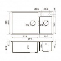 OMOIKIRI Tedori 85-2-U-PL 4993947 Мойка для кухни 85*46 см (платина)