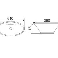 CeramaLux N 9398 Раковина накладная на столешницу 61*36 см (белый)