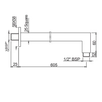 Jaquar Shower SHA-CHR-455L600 Кронштейн для верхнего душа 600 мм (хром)