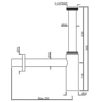 Jaquar ALD-GMP-769L250X190 Сифон для раковины (золото матовое PVD)