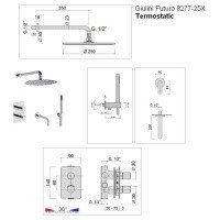 Giulini Futuro F8277-25XNKO Душевая система с функцией наполнения ванны - комплект с термостатом (никель матовый)